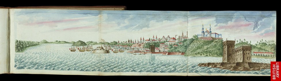 View of Fort St. George and the sea front of Madras in 1790 watercolor