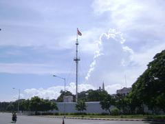Flag post at Fort St. George in Chennai, India under blue sky