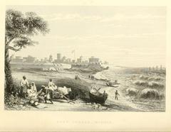 Historic Fort George in Madras depicted in an 1860 illustration from 'The Indian Empire' by Robert Montgomery Martin