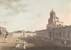 Fort Square inside Fort Saint George as seen from the south side of the parade ground in late 18th century