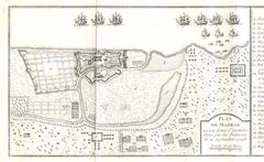 Historical map of Madras and Fort St. George captured by the French in 1746
