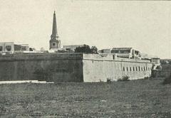 View of historic Fort St. George, built in 1639, with remaining fortifications completed in 1787