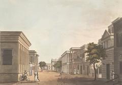 Historic north street view in Fort St. George, Madras from 24 Views in Indostan by William Orme