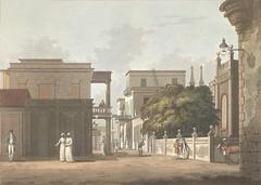 Historic view of St. Thome Street inside Fort St. George in Madras (Chennai) from 1804