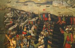 The Siege of Malta 1565: Turkish forces capture Fort St Elmo after 29-day siege with cannons, troops, and battle scene from Mount Sceberras view
