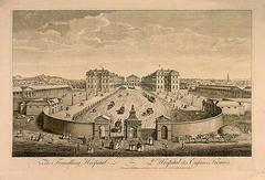 Early print depicting Foundling Hospital founded by Thomas Coram