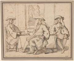Three Governors of the Foundling Hospital seated at a table in a classic painting