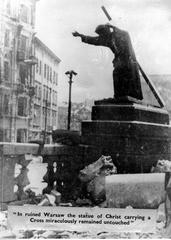 Statue of Christ in front of the Holy Cross Church in Warsaw