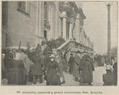 Palm Sunday celebration in front of the Church of the Holy Cross