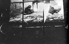 Observation post from Gustaw Battalion on the tower of Holy Cross Church during Warsaw Uprising