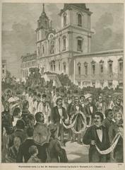 Funeral procession carrying the body of Kazimierz Władysław Wójcicki from the Church of the Holy Cross in Warsaw on August 5