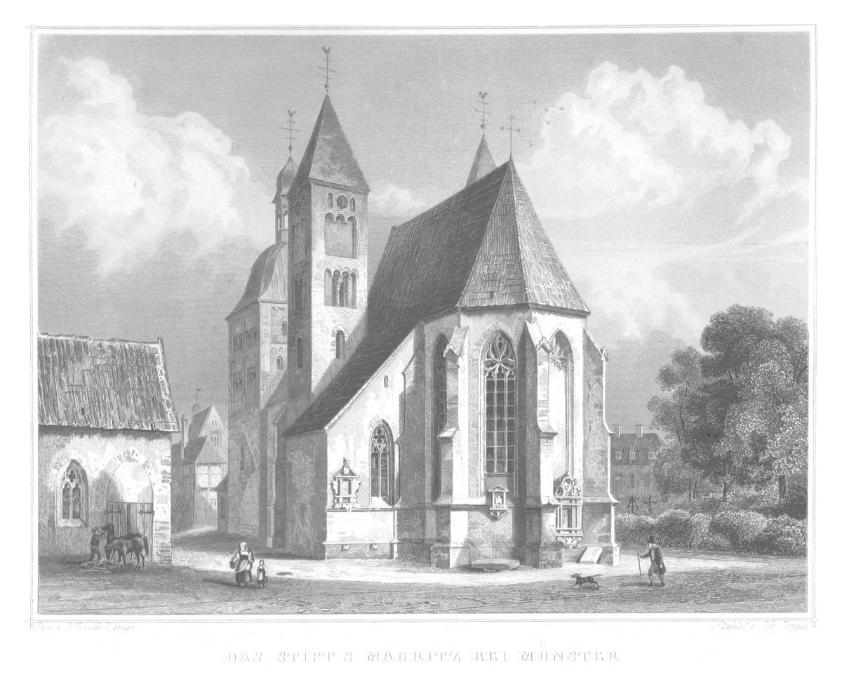 Historic painting of St. Mauritz Monastery near Münster