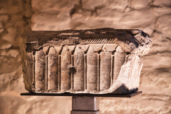 Sandstone transom with reed leaf motif from St. Gall collegiate church archaeological excavation