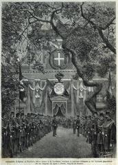 Facade of Santa Caterina Church in Alexandria Egypt during King Vittorio Emanuele's funeral service
