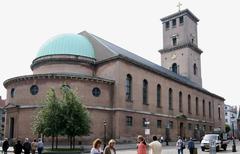 Exterior view of Vor Frue Kirke cathedral in Copenhagen Denmark