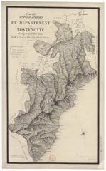 Topographic map of Montenotte department with detailed cartouches and geographic features