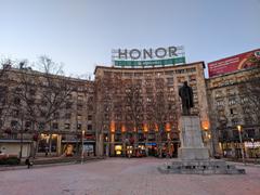 Nikola Pašić Square in Belgrade with historic buildings and cobblestone street