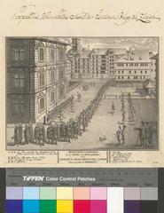 Historical procession of the Bakers' Guild citizens towards Grossmünster Church in Zurich