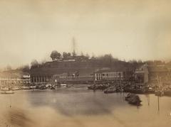 Historical view of Fort Canning from Singapore River in 1860-1900
