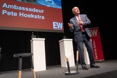 Pete Hoekstra delivering a speech on freedom and alliances with NATO 2% defense spending norm