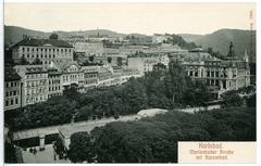 Historic view of Marienbader Straße with Kaiserbad in Karlsbad in 1908