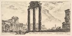 Ancient ruins of the Temple of Jupiter Stator, Temple of Antoninus and Faustina, and Temple of Peace in Rome