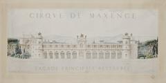 Reconstruction drawing of the Circus of Maxentius in Rome showing ancient Roman architecture and racetrack