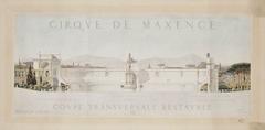 Reconstruction drawing of the ancient Circus of Maxentius in Rome showing the architectural layout