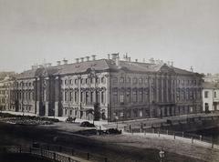 Stroganov Palace facade on Nevsky Prospect with Police Bridge in Saint Petersburg