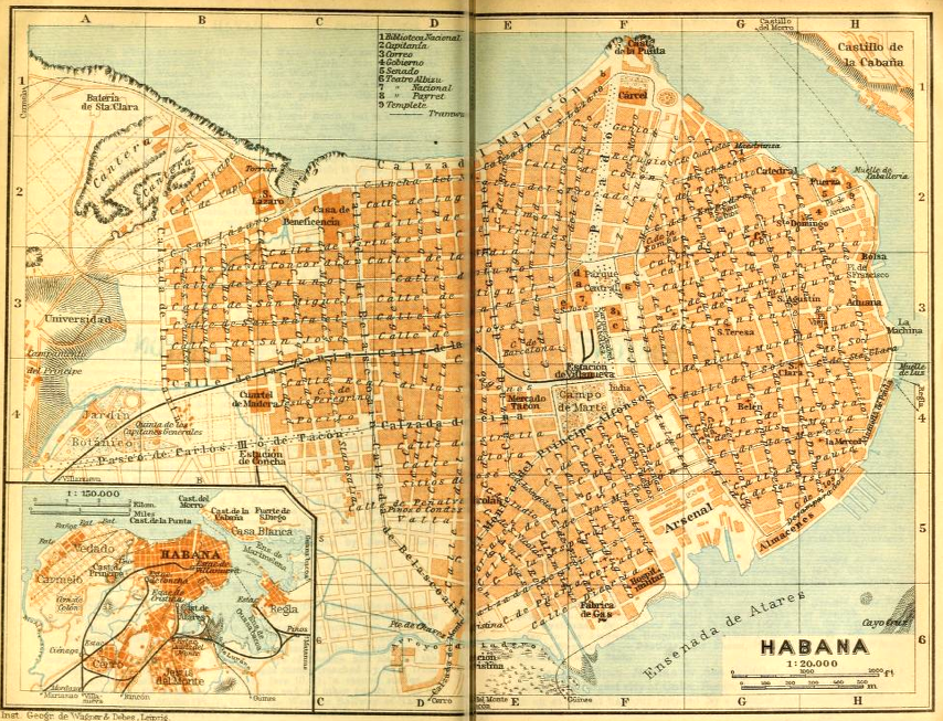 Vintage map of Havana Cuba from 1909