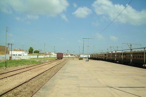 Hyderabad railway station platform with passengers waiting