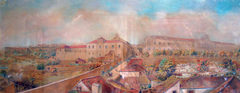 Painting of O Convento das Francesinhas and Palácio das Cortes in Lisbon around 1853-59