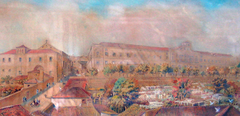 O Convento do Santo Crucifixo and Palácio das Cortes in Lisbon circa 1853-59 painting