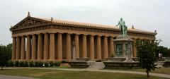 Nashville Parthenon viewed from the south with surrounding greenery