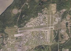Orthophoto of Elmendorf Air Force Base in Alaska showing layout and surrounding area