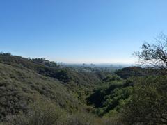 Scenic view of Backbone Trail in Topanga State Park with mountainous terrain and dry vegetation