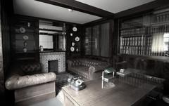 Modernist architecture of Villa Müller library and studio with large windows and clean lines