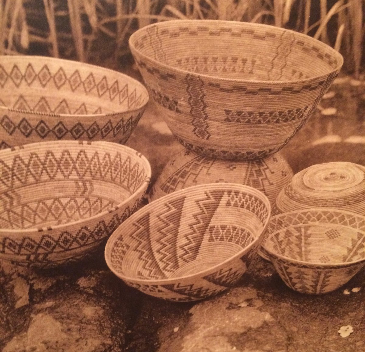 Rattlesnake design in Yokuts basketry, 1924 photogravure print