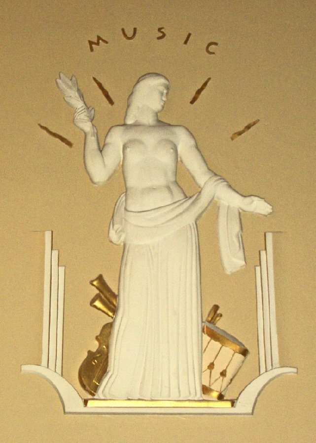 Decorative bas-relief wall decoration in Little Theatre at Municipal Auditorium Kansas City Missouri