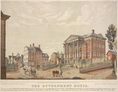 Government House New York City historic building drawing 1797 color lithograph