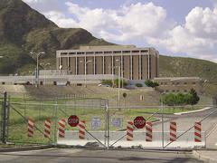 William Beaumont Army Medical Center building with VA clinic in front at the closed Piedras Gate entrance
