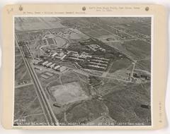 Black and white aerial view of El Paso, Texas with buildings and streets