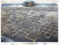 Bird's eye view map of La Grange, Texas from 1880