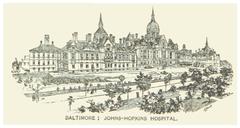 Historic Baltimore Johns Hopkins Hospital building in 1891