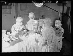 Reenacted scene inside Johns Hopkins Hospital operating room in Baltimore Maryland