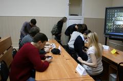 Students studying in a classroom environment