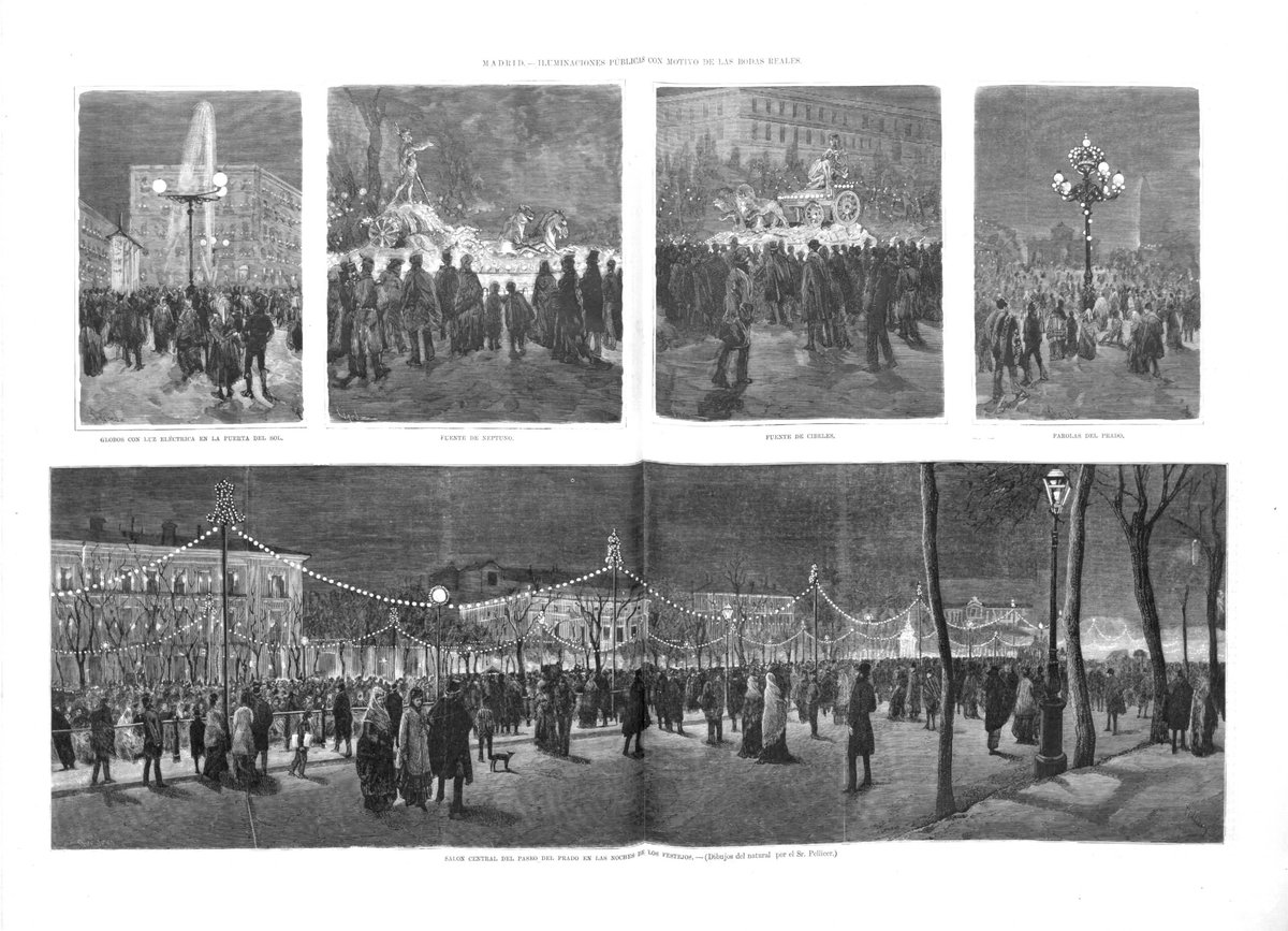 Public illuminations in Madrid celebrating royal weddings in 1878