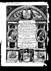 Cover page of the printed travel account of Captains Bartholome Garcia de Nodal and Gonzalo de Nodal from 1621