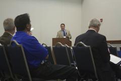 Civil engineer Gary Szymanski speaking to business professionals at Old Dominion University Engineering Unplugged Conference