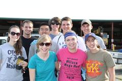 Volunteers from Old Dominion University picking up trash during Clean the Bay Day in Portsmouth Virginia on June 7 2014
